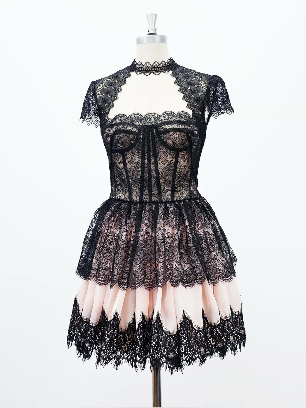Bronx and Banco Black Lace Mini with Blush Underlayer - Picture 8 of 8